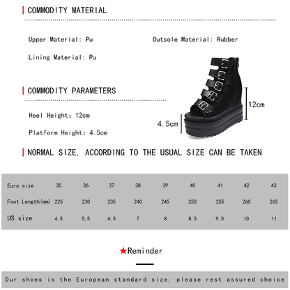 Funki Findz | Shoes | Women's Goth Buckle Strap Wedge Sandal