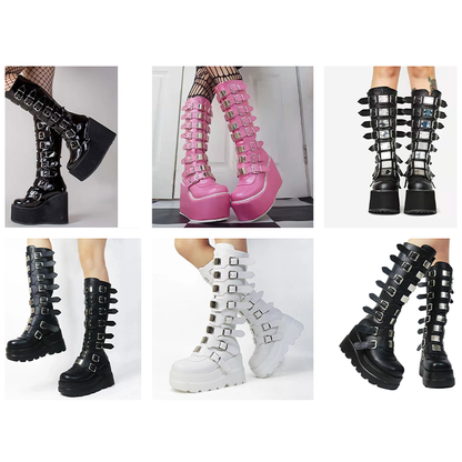 Funki Findz | Boots | Women's Punk Buckle Strap Platform Boots