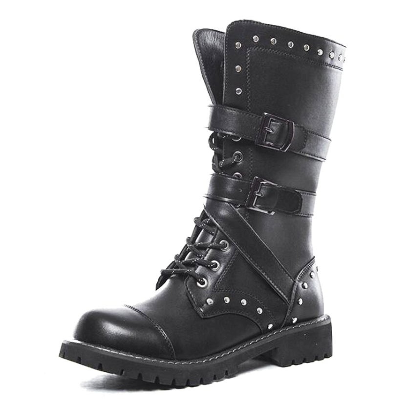 Funki Findz | Boots | Men's Gothic Punk Buckle Strap Biker Boots