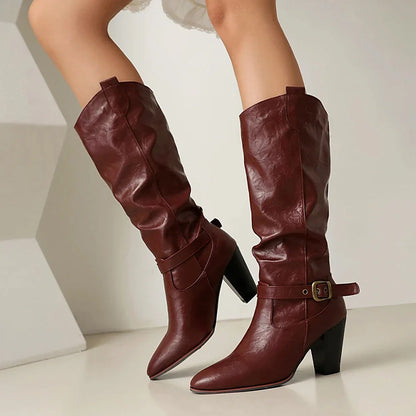 Funki Findz | Boots | Women's Pull On High Block Heeled Boots