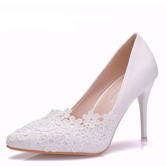 Funki Findz | Shoes | Women's White Lace Flower Wedding Shoe