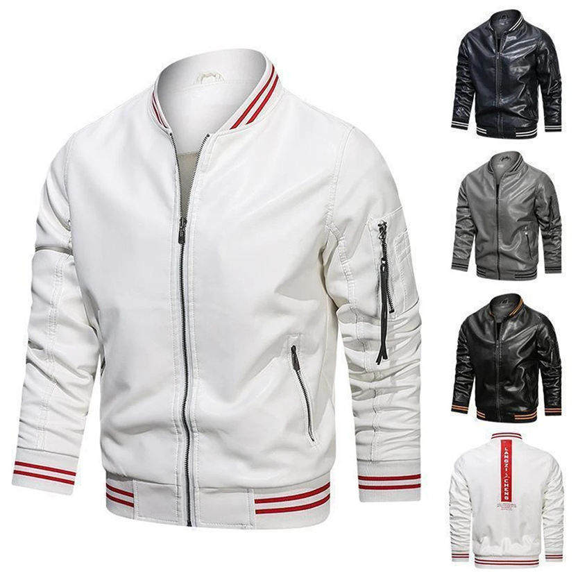 Funki Findz | Jackets | Men's Casual PU Leather Racer Jacket