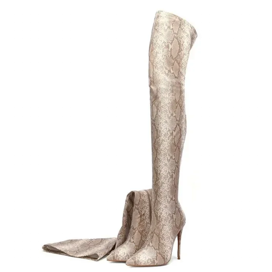 Funki Findz | Boots | Women's Snake Print Cloth Long Boots