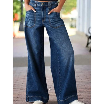 Funki Findz | Pants | Women's High Waist Wide Leg Wash Jeans