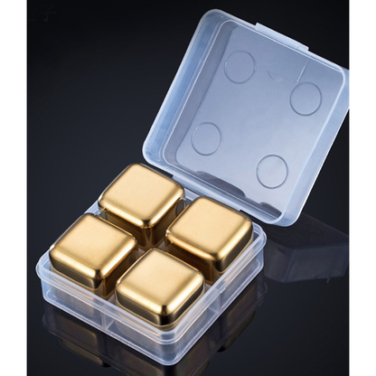 Funki Findz | Whisky Stones | Gold Stainless Steel Ice Cube Sets