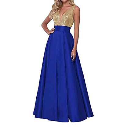 Funki Findz | Dresses | Women's Satin Sequin Evening Dress