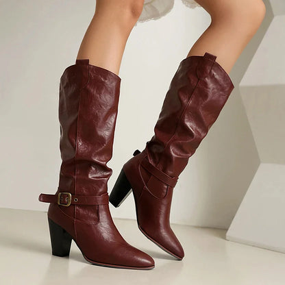 Funki Findz | Boots | Women's Pull On High Block Heeled Boots