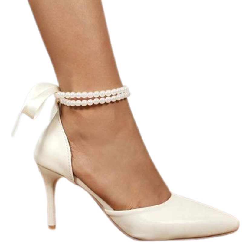 Funki Findz | Shoes | Women's Pearl and Satin Tie Bridal Shoes