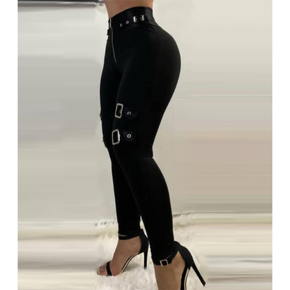 Funki Findz | Pants | Women's Fitted Stretch Buckle Zip Pants
