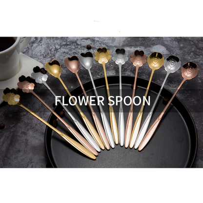 Funki Findz | Spoons |  Flower Spoons | Long Handle Spoons 4Pc