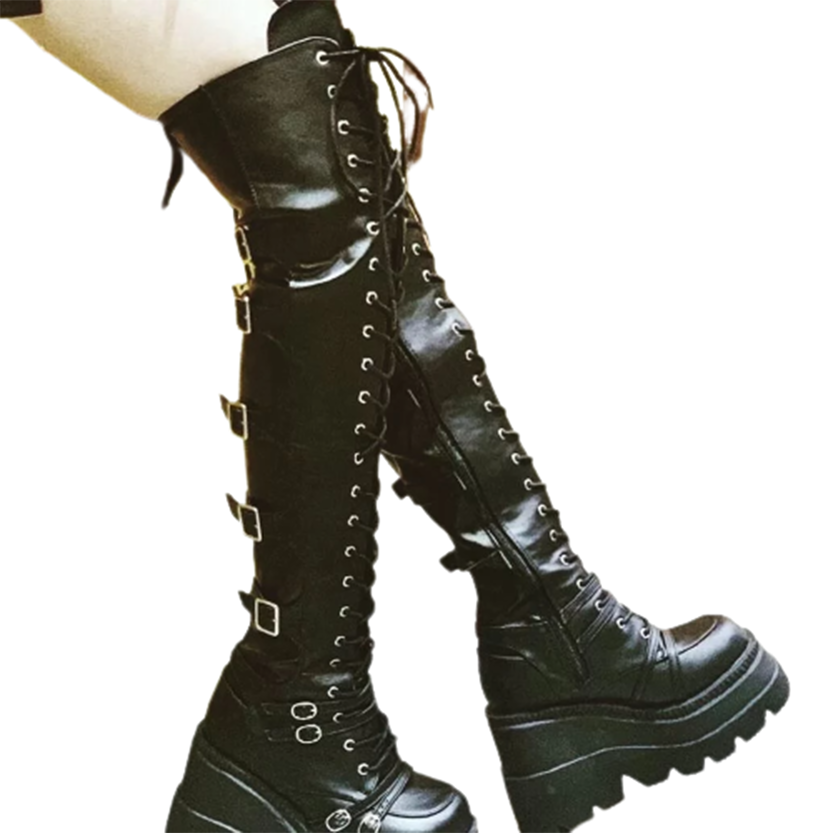 Funki Findz | Boots | Women's Gothic Over Knee Platform Boots