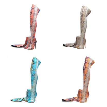 Funki Findz | Boots | Women's Multicolor Snake Print Long Boots