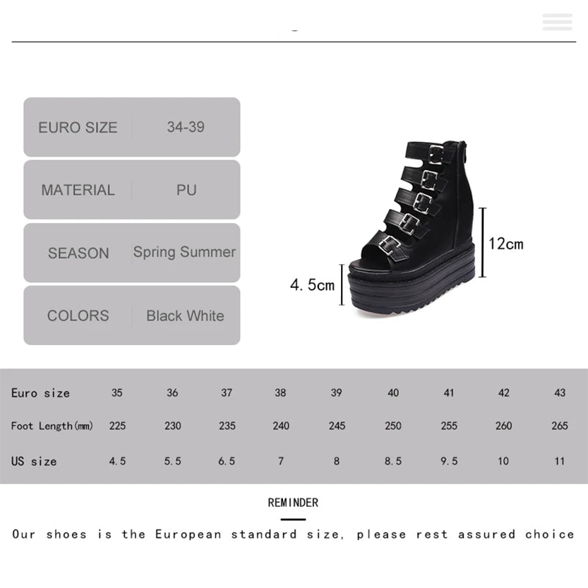 Funki Findz | Shoes | Women's Goth Buckle Strap Wedge Sandal