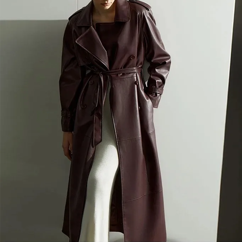 Funki Findz | Jackets | Women's Extra Long Faux Leather Coat