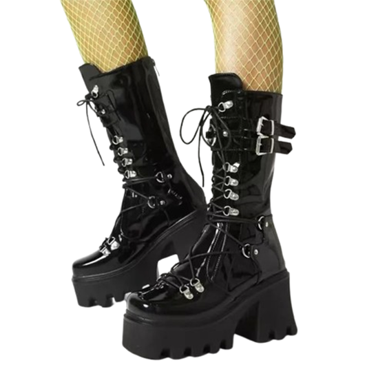 Funki Findz | Boots | Women's Mid-Calf Platform Buckle Boots