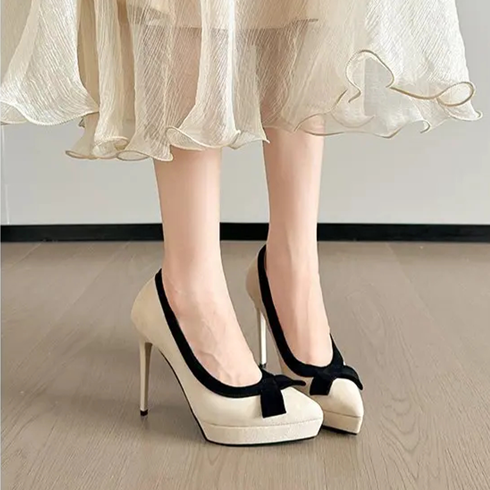 Funki Findz | Shoes | Women's Suede Bow Tie Platorm Heels