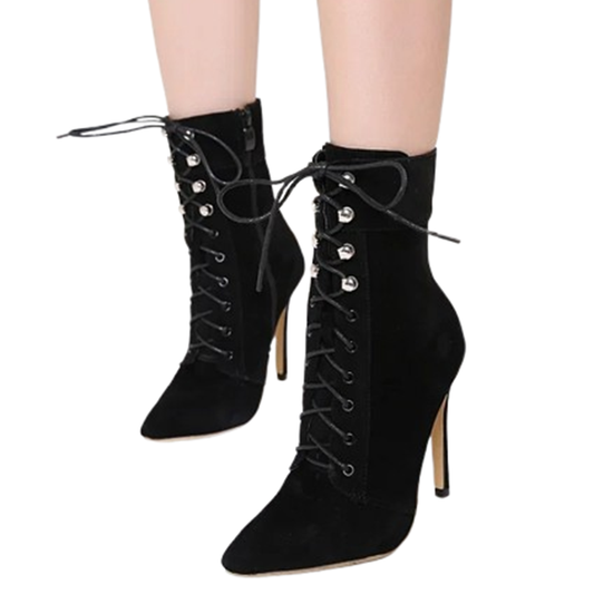 Funki Findz | Boots | Women's Suede High Stiletto Ankle Boots