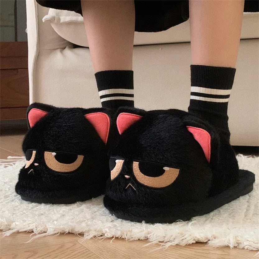 Funki Findz | Shoes | Women's Black Cat Winter Soft Slippers