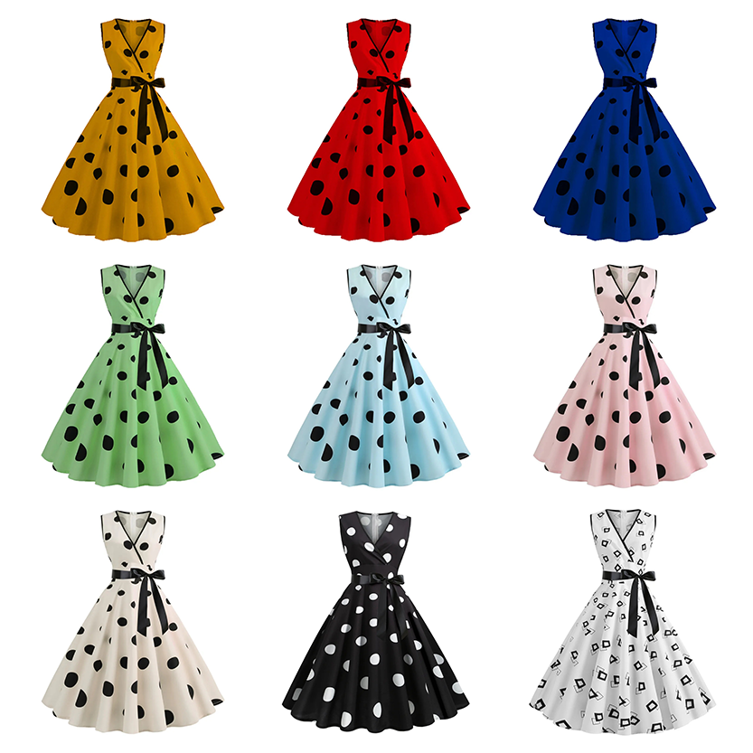 Funki Findz | Dresses | Women's Retro Swing Polka Dot Dresses