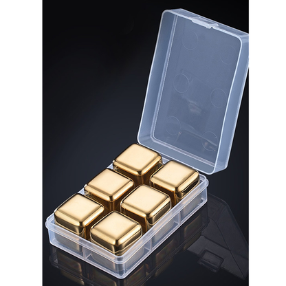 Funki Findz | Whisky Stones | Gold Stainless Steel Ice Cube Sets