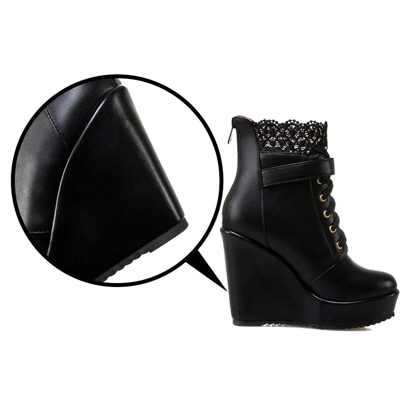 Funki Findz | Boots | Women's High Lace Top Wedge Ankle Boots