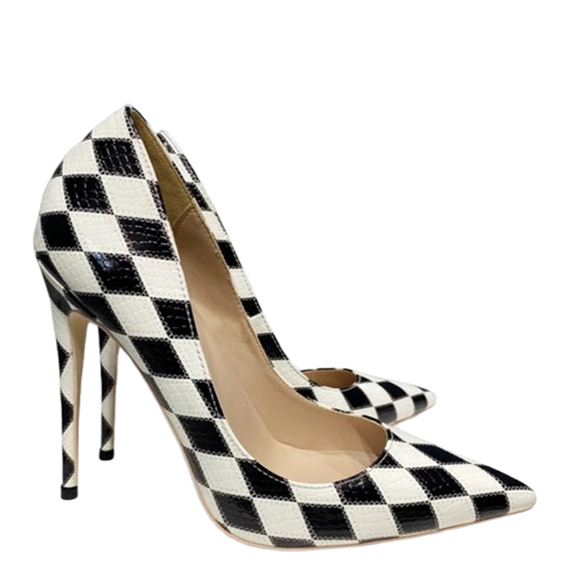 Funki Findz | Shoes | Women's Black and White Checkered Stilettos
