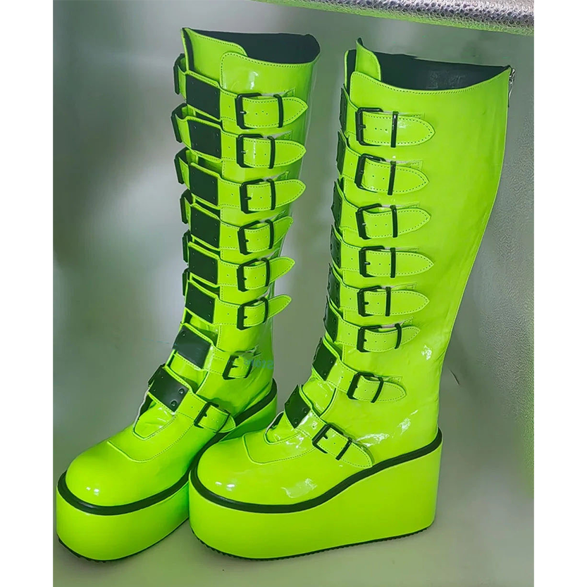 Funki Findz | Boots | Women's Metal Buckle Platform Y2K Wedge