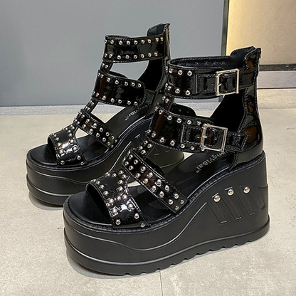 Funki Findz | Shoes | Women's Riveted Platform Wedge Sandals