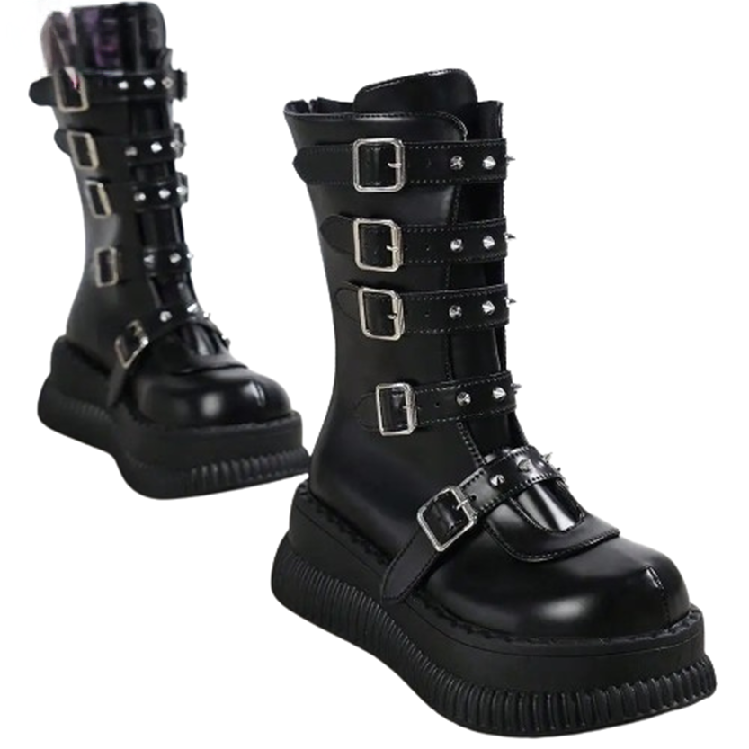 Funki Findz | Boots | Women's Gothic Mid-Calf Platform Boots