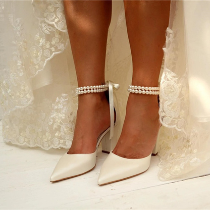 Funki Findz | Shoes | Women's Satin and Pearl Wedding Shoes