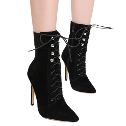 Funki Findz | Boots | Women's Suede High Stiletto Ankle Boots