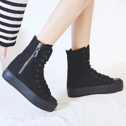 Funki Findz | Boots | Women's High-top Side Zip Canvas Sneaker