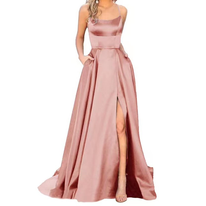 Funki Findz | Dresses | Women's Elegant Long Satin Prom Dress