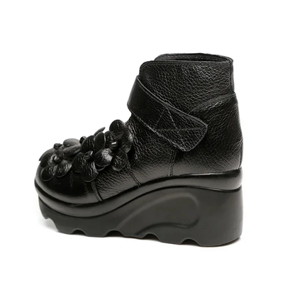 Funki Findz | Shoes | Women's Cute Red Flower Leather Wedges