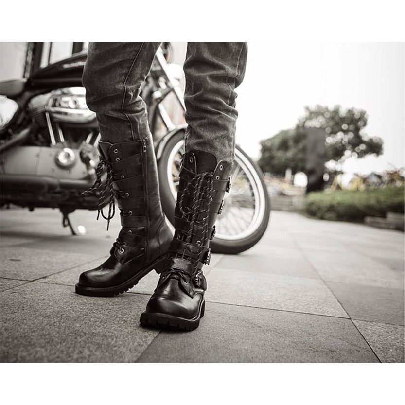Funki Findz | Boots | Men's Buckle Strap Mid-Calf Gothic Boots