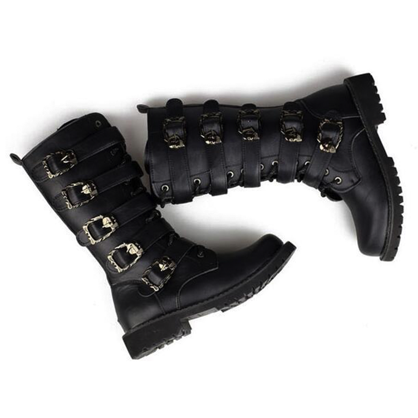 Funki Findz | Boots | Men's Gothic Punk Buckle Strap Biker Boots
