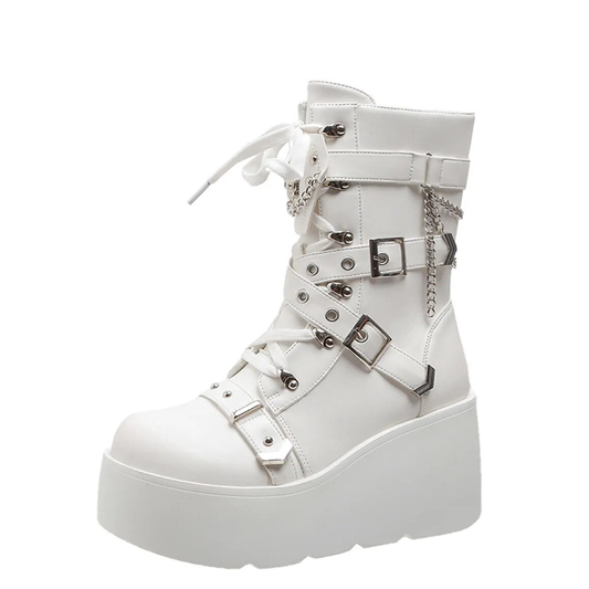 Funki Findz | Boots | Women's Multi Strap Gothic Platform Boots