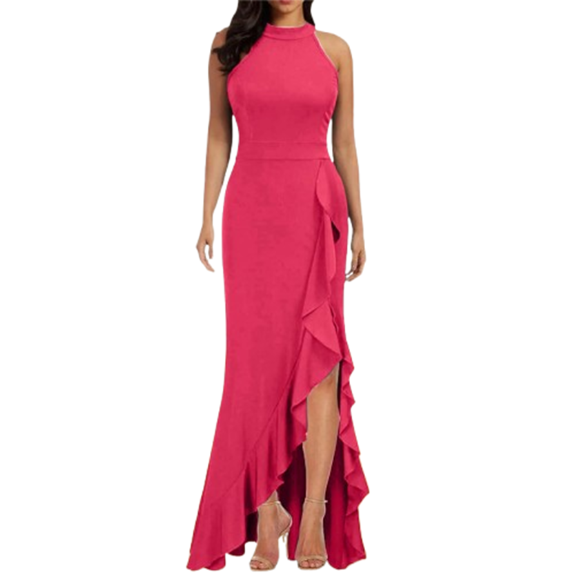 Funki Findz | Dresses | Women's High Split Ruffled Hem Long Dress