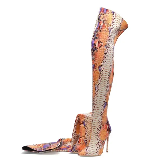 Funki Findz | Boots | Women's Multicolor Snake Print Long Boots