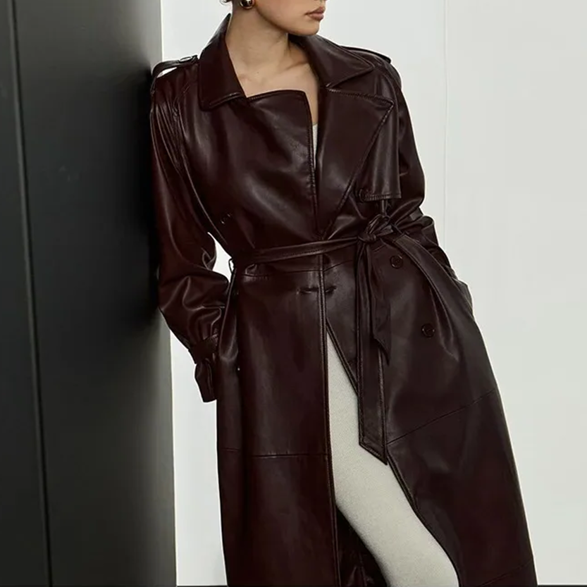 Funki Findz | Jackets | Women's Extra Long Faux Leather Coat