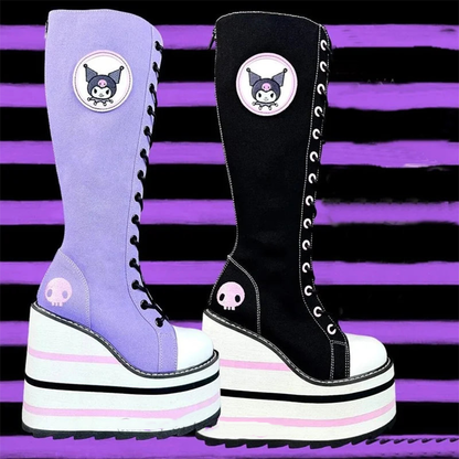 Funki Findz | Boots | Women's Platform Canvas Wedge Sneakers