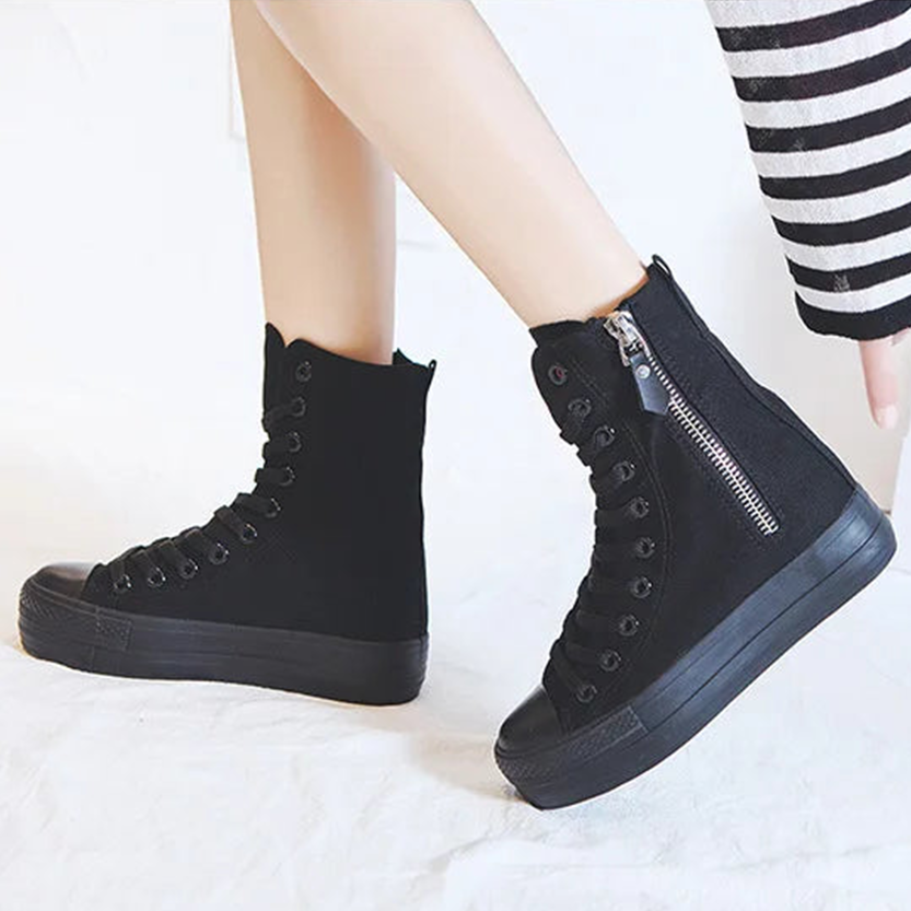 Funki Findz | Boots | Women's High-top Side Zip Canvas Sneaker