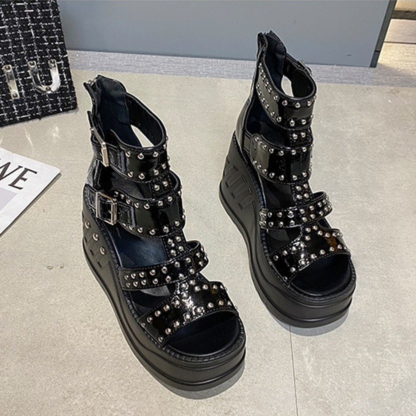 Funki Findz | Shoes | Women's Riveted Platform Wedge Sandals