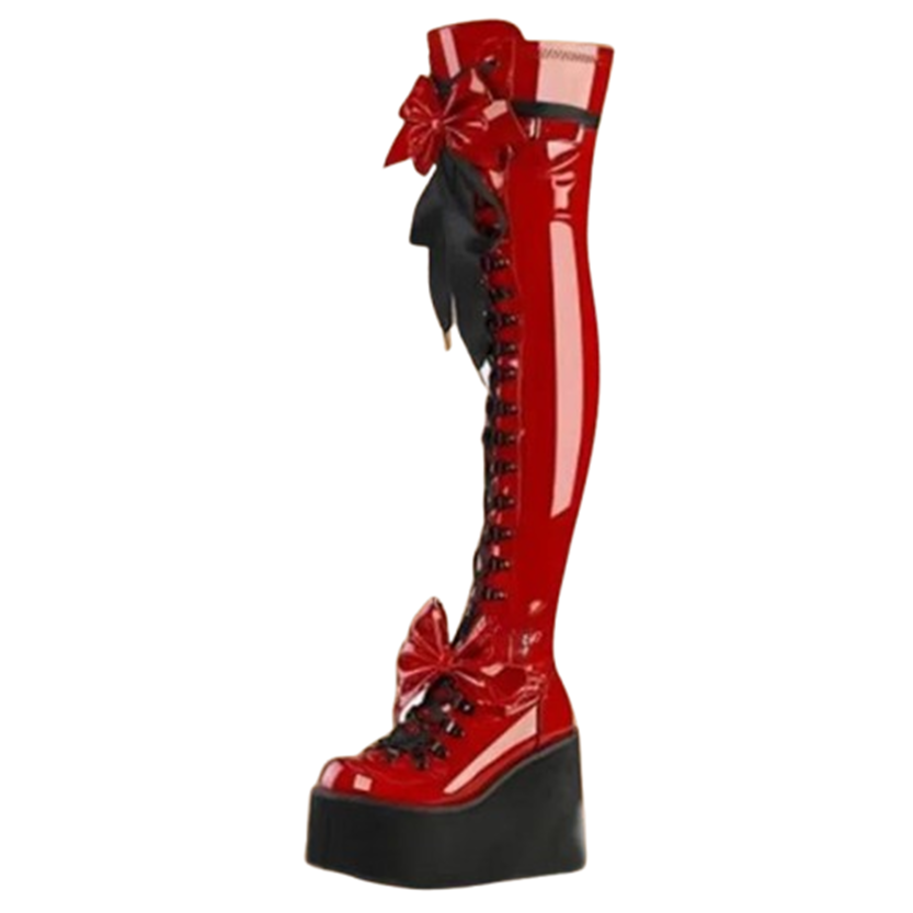 Funki Findz | Boots | Women's Lace Up Bow Over the Knee Boots