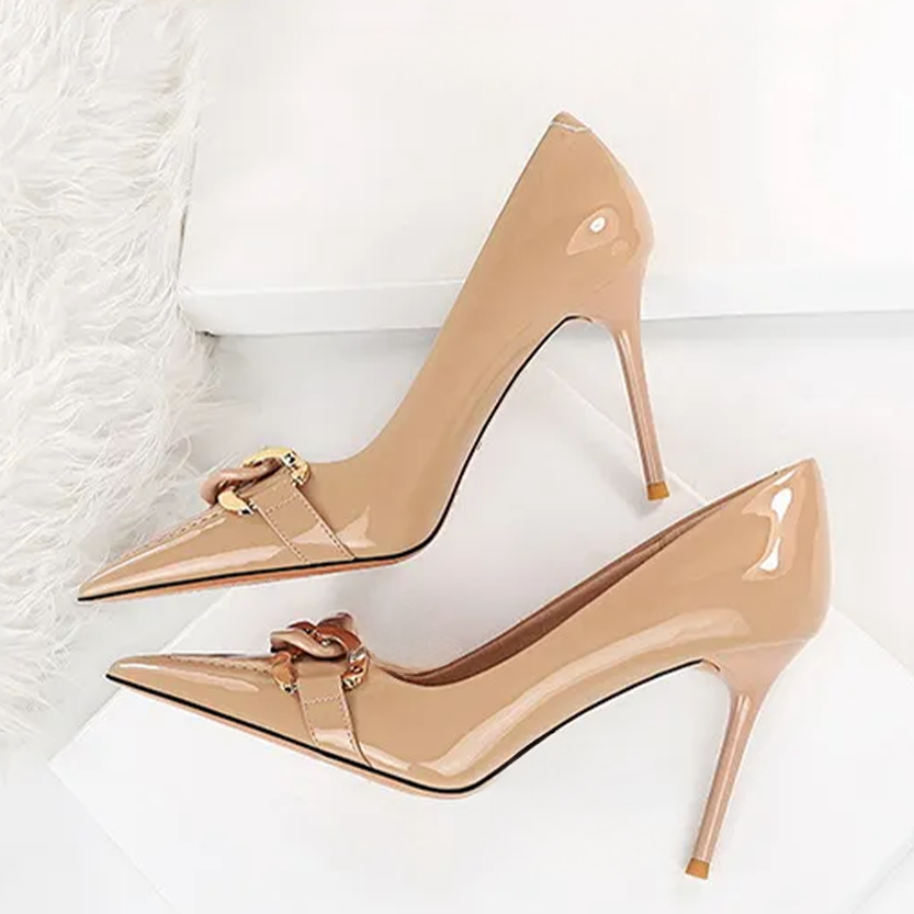 Funki Findz | Shoes | Women's Patent Metal Buckle Luxury Heels