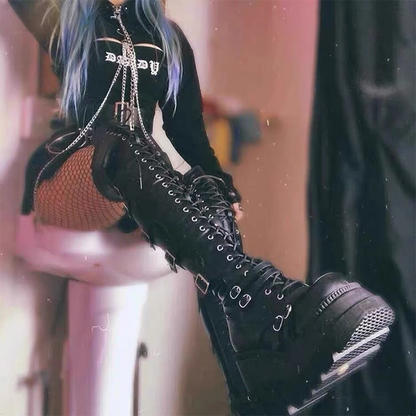 Funki Findz | Boots | Women's Gothic Over Knee Platform Boots