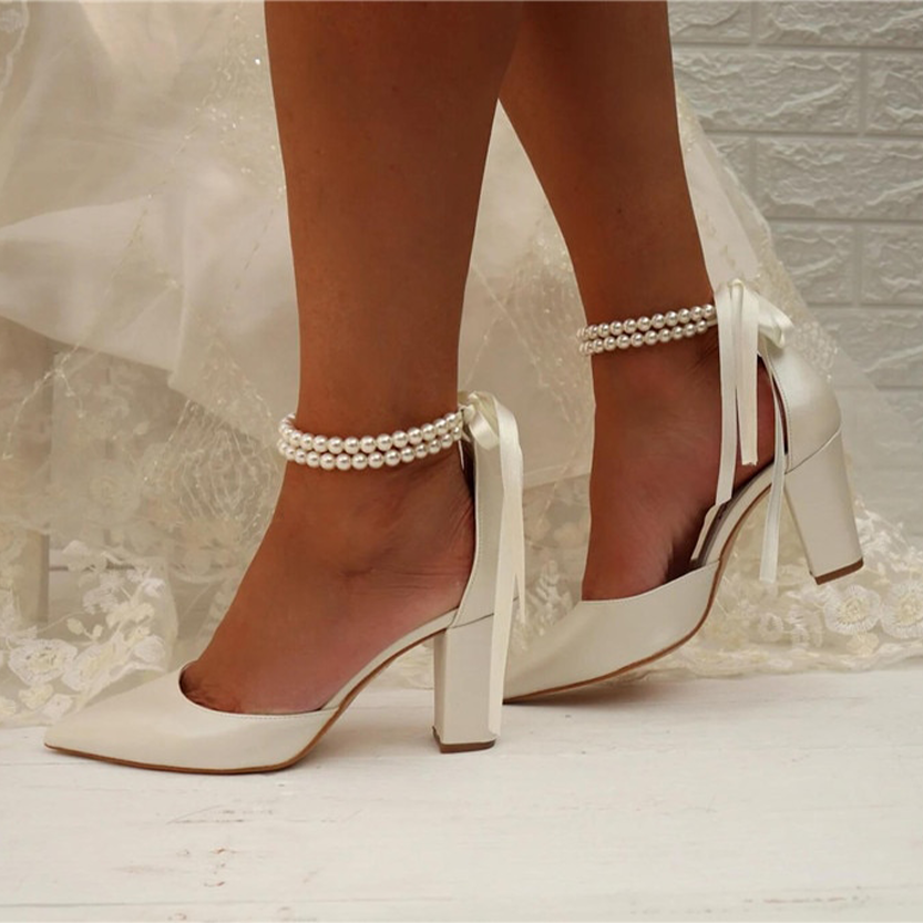 Funki Findz | Shoes | Women's Satin and Pearl Wedding Shoes