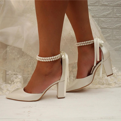 Funki Findz | Shoes | Women's Satin and Pearl Wedding Shoes