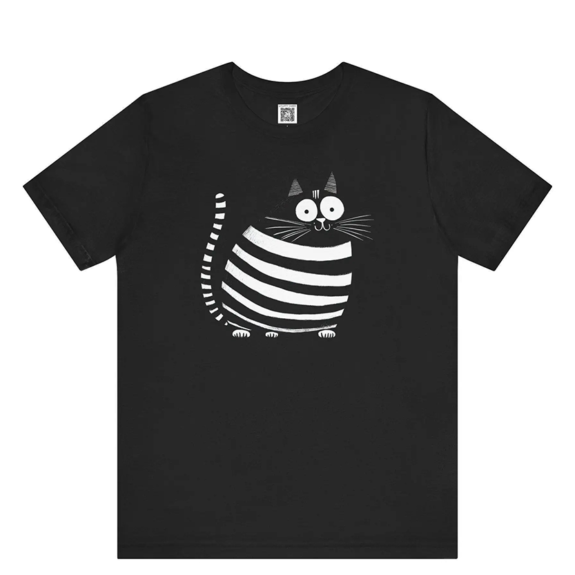 Funki Findz | Shirts | Unisex Cuddly Striped Cat Printed T-Shirt