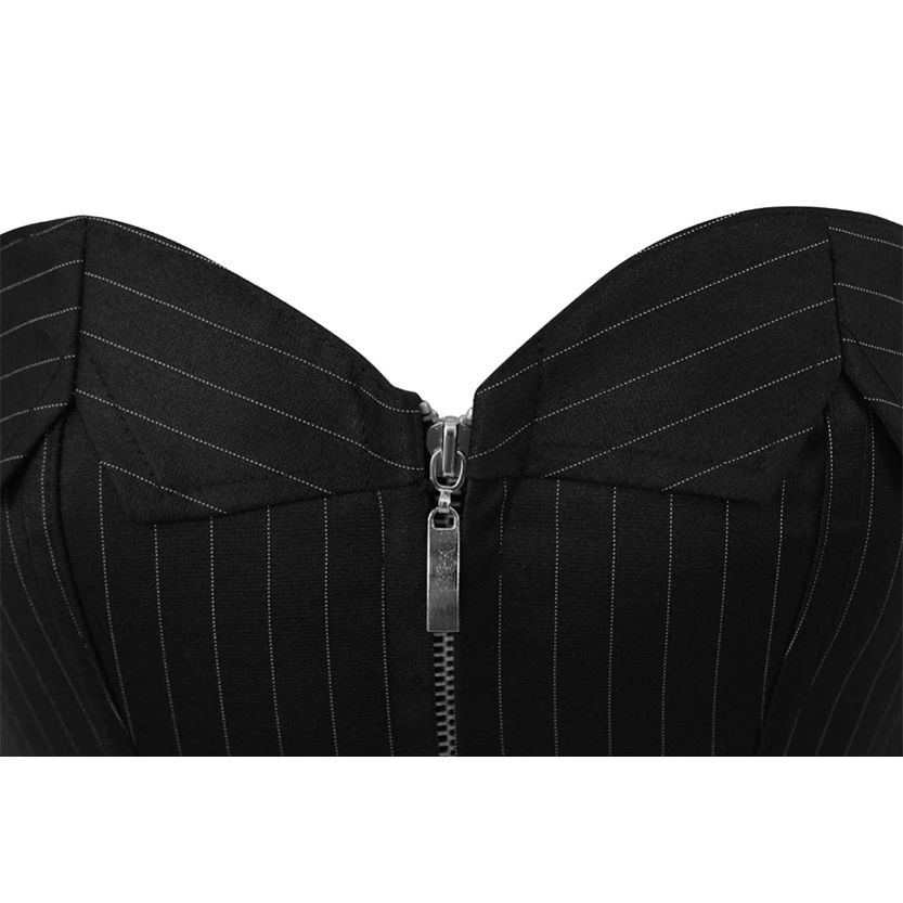 Funki Findz | Lingerie | Women's Black Pin Striped Zip Up Corset